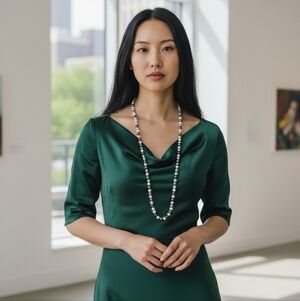 Infinity pearl necklace genuine pearls multi color hand knotted  A0389 Q7